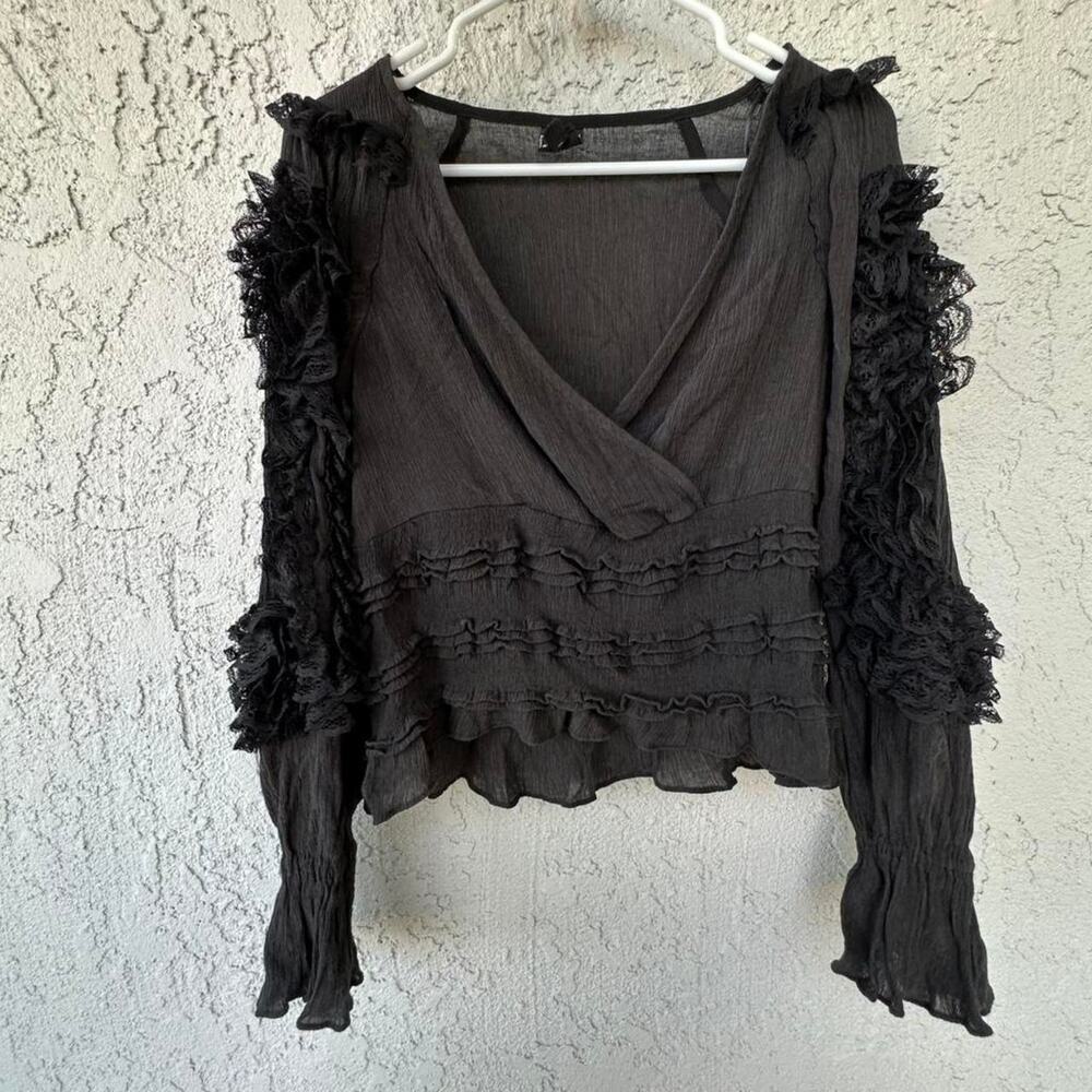 Black ruffle top